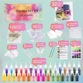 img 3 attached to 🎨 Non-Toxic Tie Dye Kit with 32 Colors for Girls, Boys, Kids, Adults - DIY Fabric T-Shirt Dye Set for Indoor/Outdoor Party Groups. Includes Aprons, Gloves, Rubber Bands, and Plastic Table Covers.
