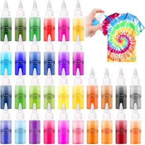 img 4 attached to 🎨 Non-Toxic Tie Dye Kit with 32 Colors for Girls, Boys, Kids, Adults - DIY Fabric T-Shirt Dye Set for Indoor/Outdoor Party Groups. Includes Aprons, Gloves, Rubber Bands, and Plastic Table Covers.