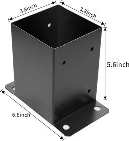 img 3 attached to 🛠️ 4x4 Post Base (3-Pack) | Inner Size 3.6"x3.6" | Heavy-Duty Metal Black Powder Coated | Post Brackets for Deck Railing Support | Pavilion, Deck Base Plate | Bolt Down, Strong Support