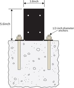 img 1 attached to 🛠️ 4x4 Post Base (3-Pack) | Inner Size 3.6"x3.6" | Heavy-Duty Metal Black Powder Coated | Post Brackets for Deck Railing Support | Pavilion, Deck Base Plate | Bolt Down, Strong Support