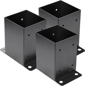 img 4 attached to 🛠️ 4x4 Post Base (3-Pack) | Inner Size 3.6"x3.6" | Heavy-Duty Metal Black Powder Coated | Post Brackets for Deck Railing Support | Pavilion, Deck Base Plate | Bolt Down, Strong Support