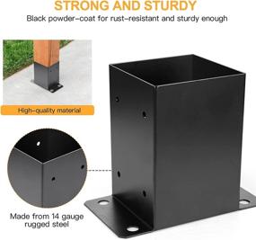 img 2 attached to 🛠️ 4x4 Post Base (3-Pack) | Inner Size 3.6"x3.6" | Heavy-Duty Metal Black Powder Coated | Post Brackets for Deck Railing Support | Pavilion, Deck Base Plate | Bolt Down, Strong Support