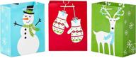 hallmark 9-inch festive gift bags (3-pack: mittens, snowman, reindeer) for christmas, hanukkah, birthdays & more logo