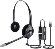 enhanced call center headset with usb plug: voicejoy noise cancelling headphone with quick disconnect, adjustable mic, mute volume control for laptop & computer calls logo