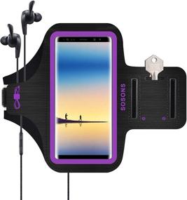 img 4 attached to 📱 Samsung Galaxy Note 8/9/10+, Galaxy S10/S9/S8 Plus Armband: Water Resistant Sports Gym Case with Card Pockets and Key Slot