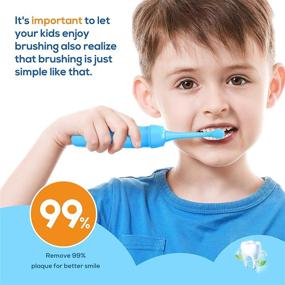 img 3 attached to 🦷 Elifloss Rechargeable Electric Sonic Toothbrush for Kids - Waterproof, 2 Brushing Modes, 2 Min Timer - Age 3-12 - Blue