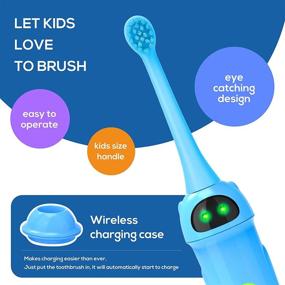 img 2 attached to 🦷 Elifloss Rechargeable Electric Sonic Toothbrush for Kids - Waterproof, 2 Brushing Modes, 2 Min Timer - Age 3-12 - Blue