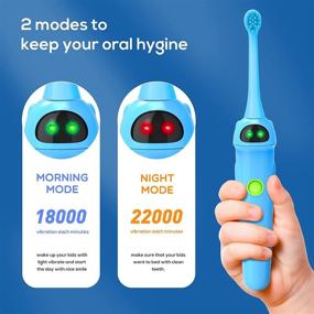 img 1 attached to 🦷 Elifloss Rechargeable Electric Sonic Toothbrush for Kids - Waterproof, 2 Brushing Modes, 2 Min Timer - Age 3-12 - Blue