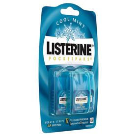 img 3 attached to Набор из 2 пачек полосок для дыхания Listerine PocketPaks, 🌬️ охлаждающая мята - 72 штуки для эффективного освежения дыхания
