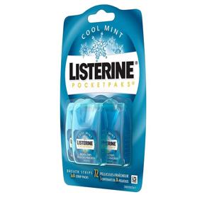 img 2 attached to Набор из 2 пачек полосок для дыхания Listerine PocketPaks, 🌬️ охлаждающая мята - 72 штуки для эффективного освежения дыхания