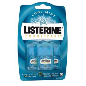 img 4 attached to Pack of 2 Listerine PocketPaks Breath Strips, 🌬️ Cool Mint - 72 Count for Effective Breath Freshening