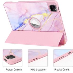 img 3 attached to 📱 ZtotopCases iPad Pro 11 Case 2021/2020/2018: Marble Pink with Pencil Holder, Shockproof & Smart Cover for 3rd/2nd/1st Gen, Trifold Stand & Auto Sleep/Wake