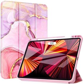 img 4 attached to 📱 ZtotopCases iPad Pro 11 Case 2021/2020/2018: Marble Pink with Pencil Holder, Shockproof & Smart Cover for 3rd/2nd/1st Gen, Trifold Stand & Auto Sleep/Wake