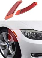 haneex crystal clear/smoke/amber/dark grey/red lens front bumper side markers reflector light fender replacement for bmw 3 series e90 / e91 lci (red lens) logo