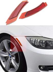 img 4 attached to Haneex Crystal Clear/Smoke/Amber/Dark Grey/Red Lens Front Bumper Side Markers Reflector Light Fender Replacement For BMW 3 Series E90 / E91 LCI (Red Lens)