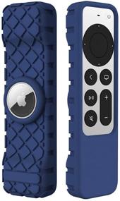 img 4 attached to 📱 LYWHL Apple TV 4K 2021 Remote Silicone Cover Case with AirTag Sleeve - Blue | Full Body Protection for Siri Remote Control