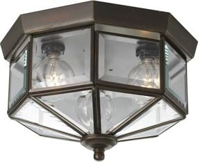 img 4 attached to 💡 Bronze Beveled Glass Close-to-Ceiling Light Fixture by Progress Lighting - 9 inch Diameter x 7 inch Height