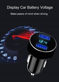 img 2 attached to 🚗 Dual USB Car Charger with 4.8A Output, Voltage Meter, Compatible with Apple iPhone, iPad, Samsung Galaxy, LG, Google Nexus, and USB Charging Devices - Black