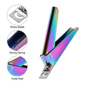 img 1 attached to 🌈 Rainbow Color Acrylic Nail Tips Clipper & Manicure Kit: UV False Nails Cutter, Stainless Steel Trimmer, Cuticle Pusher, Scraper & Peeler - 2 Pcs Set