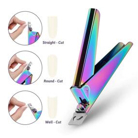 img 3 attached to 🌈 Rainbow Color Acrylic Nail Tips Clipper & Manicure Kit: UV False Nails Cutter, Stainless Steel Trimmer, Cuticle Pusher, Scraper & Peeler - 2 Pcs Set