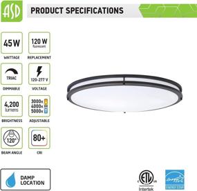 img 3 attached to 💡 ASD 32 Inch Oval LED Flush Mount Ceiling Light: 3CCT 3000K/ 4000K/ 5000K, Dimmable, Oil Rubbed Bronze, Energy Star Rated