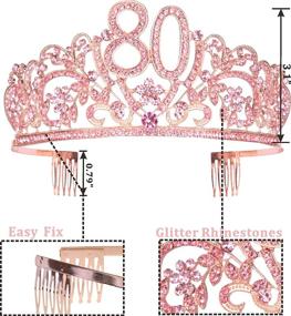 img 2 attached to 🎉 80th Birthday Gifts for Women - Pink Tiara and Sash, HAPPY 80th Birthday Party Supplies - 80 & Fabulous Glitter Satin Sash and Crystal Tiara Birthday Crown, Perfect 80th Birthday Party Supplies