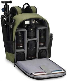 img 4 attached to 🎒 Waterproof CADeN Camera Backpack Bag - Professional DSLR/SLR Mirrorless Camera Case for Sony Canon Nikon, with Tripod Accessories, Green