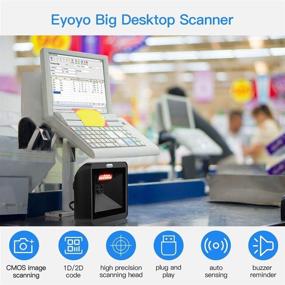 img 2 attached to 🔍 Eyoyo Hands-Free 2D QR Barcode Scanner: Efficient Desktop 1D Barcode Reader with Omnidirectional Scanning Capability for Supermarket Library Retail Store