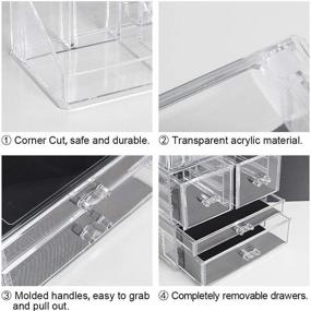 img 2 attached to 💄 DreamGenius 3-Piece Acrylic Makeup Organizer with 4 Drawers - Ideal for Jewelry, Lipstick, Brushes - Stackable Cosmetic Display Cases for Dresser and Bathroom Countertop Storage