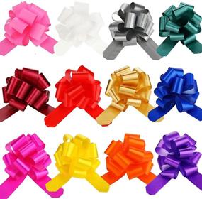 img 4 attached to 🎁 Colorful Mixed Ribbon Bows for Gift Wrapping - Set of 24 Christmas Pull Bows for Gift Baskets and Presents