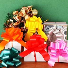 img 2 attached to 🎁 Colorful Mixed Ribbon Bows for Gift Wrapping - Set of 24 Christmas Pull Bows for Gift Baskets and Presents