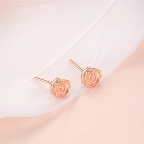 img 2 attached to 🌹 YFN Rose Gold Plated Sterling Silver Small Stud Earrings: Elegant Accessories for Women