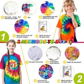 img 1 attached to 🎨 Emooqi 32 Colours All-in-1 Tie Dye Set - DIY Tie Dye Kits with 32 Bag Pigments, Rubber Bands, Gloves, Sealed Bag, Apron, and Table Covers for Crafts, Textiles, Parties, Handmade Projects
