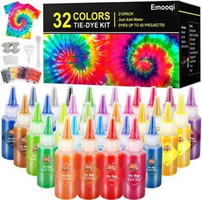 img 4 attached to 🎨 Emooqi 32 Colours All-in-1 Tie Dye Set - DIY Tie Dye Kits with 32 Bag Pigments, Rubber Bands, Gloves, Sealed Bag, Apron, and Table Covers for Crafts, Textiles, Parties, Handmade Projects