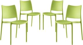 img 3 attached to 🍽️ Green Modway Hipster Stacking Four Dining Chairs - Contemporary Modern Molded Plastic