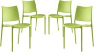 🍽️ green modway hipster stacking four dining chairs - contemporary modern molded plastic логотип