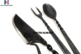 img 3 attached to NauticalMart Medieval Eating Utensil Set