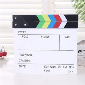 img 1 attached to 🎥 Lynkaye Movie Film Video Clapboard - Director's Cut Action Scene Clapper Board | Movie Theme Party Decorations in Black/Colorful | Size: 11.8x10.6 inches