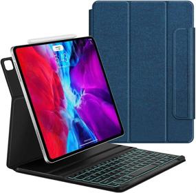 img 4 attached to Full Magnetic Ultra Slim Bluetooth Keyboard Case for iPad Pro 12.9 5th Gen 2021/4th Gen 2020/3rd Gen 2018 - 7 Backlit Keys, Auto Sleep/Wake, Apple Pencil Charging - Fast, Efficient Typing Experience