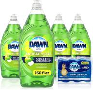 🌸 dawn antibacterial hand soap, apple blossom scent, dishwashing liquid bundle with 2 sponges - 4x19.4 oz logo