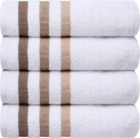 img 4 attached to 🛁 Experience Ultimate Luxury with Asiatique Linen Premium Beige Stripe Large Bath Towels – Set of 4, 650 GSM, 27x54 Inch – Soft, Absorbent, and Quick-Drying 100% Cotton Towels for Bathroom – Valued at $72.95