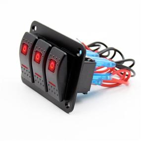 img 2 attached to FXC Rocker Switch Aluminum Panel 3 Gang Toggle Switches Dash 5 Pin ON/Off 2 LED Backlit For Boat Car Marine Red