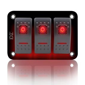img 4 attached to FXC Rocker Switch Aluminum Panel 3 Gang Toggle Switches Dash 5 Pin ON/Off 2 LED Backlit For Boat Car Marine Red