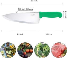 img 3 attached to Профессиональный кухонный нож Bolex 8 дюймов - кухонный нож из высокоуглеродистой нержавеющей стали для универсального использования на кухне - профессиональный кулинарный нож с зеленой рукояткой, ручной ковки