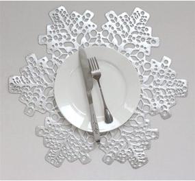 img 3 attached to ❄️ Wintop 15×17" Pressed Vinyl Non-Slip Placemats: Hollow Out Design, Set of 6, Snowflake Silver - Stylish Table Mats for Enhanced Grip and Elegance