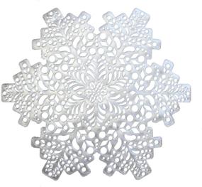 img 4 attached to ❄️ Wintop 15×17" Pressed Vinyl Non-Slip Placemats: Hollow Out Design, Set of 6, Snowflake Silver - Stylish Table Mats for Enhanced Grip and Elegance