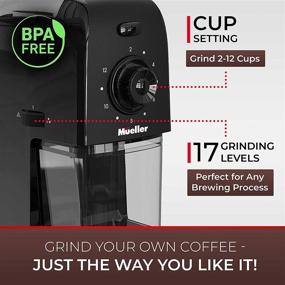 img 3 attached to ☕ Mueller SuperGrind Burr Coffee Grinder Electric - Removable Burr, 12 Cups, 17 Grind Settings, 5.8oz Capacity, Black