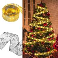 16.4 ft 50-led battery operated christmas lights – warm white ribbon lights for indoor/outdoor christmas décor, garden, bedroom, party, and christmas tree decoration логотип