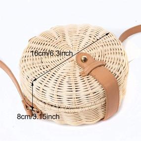 img 2 attached to 🌴 Женская круглая сумка из ротанга Hycurey: Сумка из соломы ручной работы и сумка через плечо, идеально подходит для летнего пляжного стиля и морских волн.