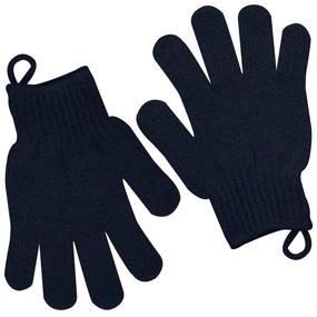 img 1 attached to 🛀 Enhance Your Shower Experience with Exfoliating Gloves - Bath Gloves 1 Pair for Softer, Healthier Skin - Ideal for Men and Women - Hangable Design - Exfoliating Gloves 1 Pair Black